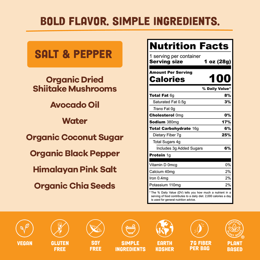 Salt & Pepper Mushroom Jerky - Single Serve Pack