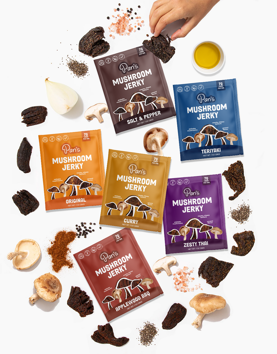 Pan's Mushroom Jerky Single Serve Sampler Pack I1